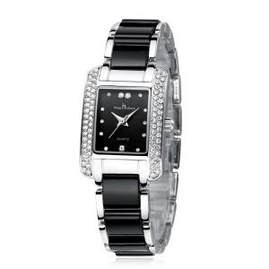 Jam Tangan Wanita Keep In Touch K-8453L Kotak Diamond Rantai Ceramic Analog Kecil