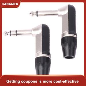【CANAMEK 】 REAN jack 6.35mm TS TRS 90 ° L-shaped Right Angle Plug Stereo   Mono 2 3 Pole 6.5 1 4 Microphone Guitar Audio NYS207 208