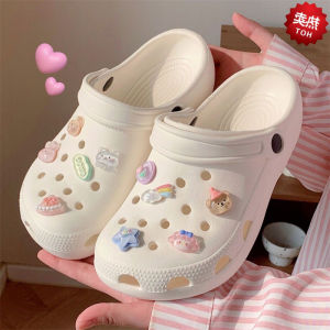 [Free Shipping] Cartoon Rainbow Clog Shoes For Women Summer Casual Outdoor Wear New Thick-Soled Dual-Wear Beach Non-Slip Closed-Toe Half Slippers