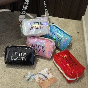 LETIAN Women Laser Shoulder Crossbody Bags Holographic Messenger Bag Letter Print Young Style Small Square Purse Bag