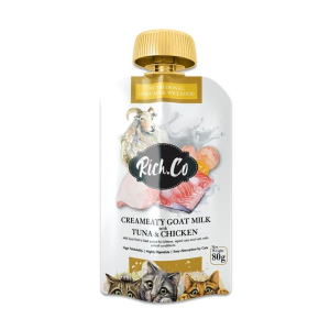 Rich. Co Creameaty With Goat Milk & Probiotic Nutritional Wet Food Creamy Cat Pouch Treats 80G (1PCS)