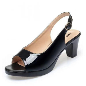 Free Shipping New Summer Fish-Mouth Open-Toe Soft Leather Sandals Thick Sole Non-Slip WomenS High-Heel Sandals