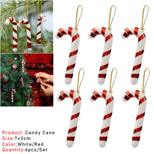 6pcs/pack Christmas Candy Ornaments Christmas Tree Decoration Pendant Christmas Lollipop Ornaments HEIM