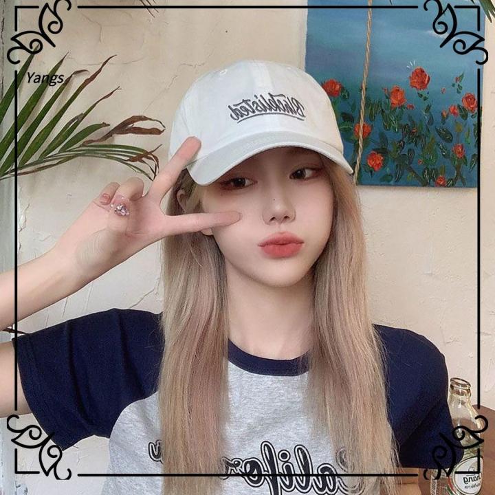 YANGS ตัวอักษรปักลาย หมวกแก๊ปเบสบอล ลิ้นเป็ดลิ้น ปรับได้ปรับได้ หมวก