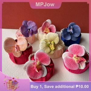 【MPJow】 Fabric Flower Knot Bag Satin Silk Orchid Handbag Jewerly Packaging Box Wedding Candy Bag