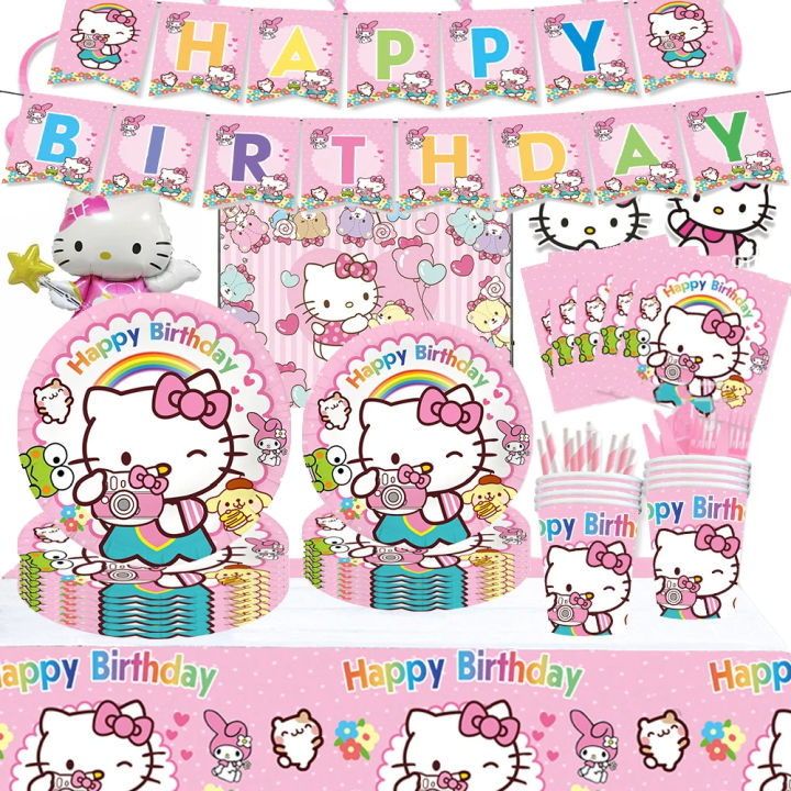 Hello Kitty Kuromi Themed Birthday Party Decorations Kawaii Kt Cat 