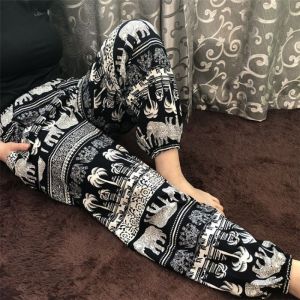 Summer womens fashionable ultra-thin cotton fabric loose and slimming casual printed letters simple and versatile home pants