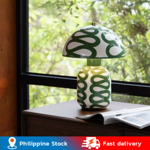 💥Dream Best🔥 Modern Simplicity Glass Green Ceramics Mushroom Table Lamps Reading Ambient Living Room Bedroom Study Bedside Atmosphere Lights 23*36cm
