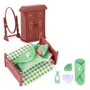 Miniature Silicone Reborns Baby Doll 3Inch Realistic Sleeping Dolls with Furniture and Bed for Children Parenting Game