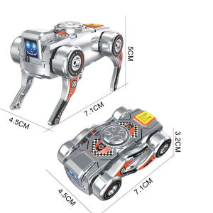2 trong 1 biến đổi Chó Robot động đậy Spinner Wind-up cơ khí đồ chơi cho chó cưng nhựa căng thẳng Relief xoay ngón tay trẻ em đồng hồ quà tặng