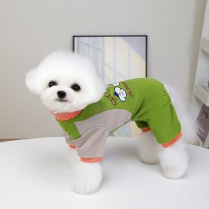 YAZHE Cartoon Bear Pattern Dog Four Legged Clothing Comfortable with D Ring Pet Warm Overalls Pet Towing Suit Soft Dog Anti Shedding Jumpsuit For Dogs Puppy