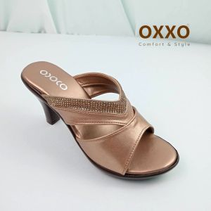 OXXO รองเท้าแตะเพื่อสุขภาพ รองเท้าแฟชั่น หน้าสวม ส้นส้นสูง3นี้ว ทำด้วยหนังพียู นิ่มใส่สบาย น้ำหนักเบา SK0186