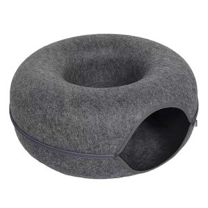 Teekland Round Cat Tunnel Interactive Kitten Donut Nest Felt Pet Toys Kennel Cats Bed House Cats Sleeping Cushion