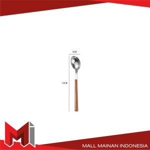 MallMainan-C1166 Sendok Garpu Stainless Steel Korea Handle Kayu /Alat Makan Sendok Garpu Gagang Kayu