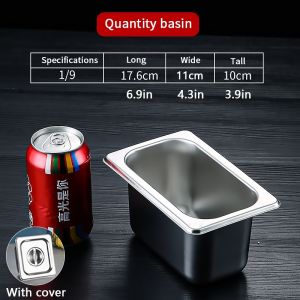ICHINOVA 304 Stainless Steel Food Pan With Cover Buffet Food Storage With Lid Pan Rectangular Tray