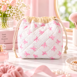 Portable Floral Print Makeup Pouch Large Capacity Drawstring Storage Bag RH2574