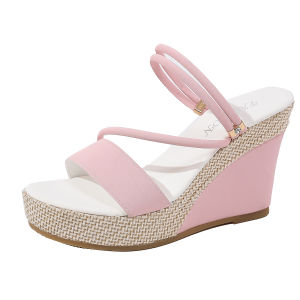 Free Shipping Plus-Size WomenS Wedge Sandals 2026 New Style Open-Toe One-Strap Roman-Style Thick-Soled Sandals
