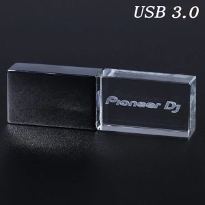 แฟลชไดรฟ์3.0 USB คริสตัลโลหะของ JASTER แฟลชไดรฟ์128GB ไดร์ฟปากกาดีเจ64GB ไฟไฟ LED ส่องสว่างหน่วยความจำ32GB ของขวัญแท่งยูเอสบีสร้างสรรค์16GB โลโก้ที่กำหนดเองฟรี U ดิสก์ความเร็วสูง8GB แฟลชไดร์ฟ4GB