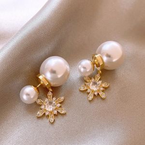 Classic Design Size Round Beads Zircon Snowflake Pendant Earrings Christmas Womens Fashion Jewelry Luxury Accessories For Gilrs