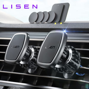 LISEN Magnetic Phone Holder for Car [Easily Install] Car Phone Holder Mount [6 Strong Magnets] Cell Phone Holder for Car [Case Friendly] iPhone Car Holder Compatible with All Smartphones & Tablets