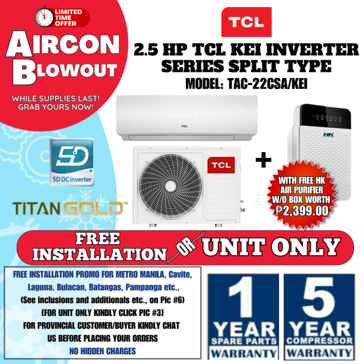 FOURHMC TCL 2.5 HP CSA/KEI-SERIES SPLIT WALL MOUNTED TYPE INVERTER ...