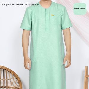 Jubah Pria Lengan Pendek Baju Gamis Pria Embos Motif Harimau Benggala