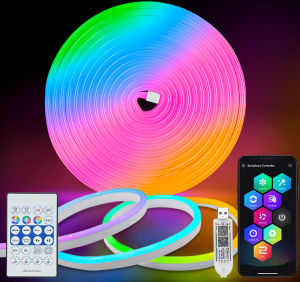 5V NEON RGBIC LED Strip Light USB Power Supply Waterproof Length Can Be Cut Remote Control Operation Intelligent Bluetooth App Link Running Flowing Light