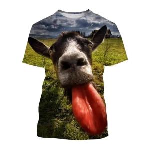 [Local Stock] VCC Summer Fun Animal Goat 3D Printed T-Shirt Streetwear Men Fashion Harajuku Casual Oversized O Neck T-Shirt Tops
