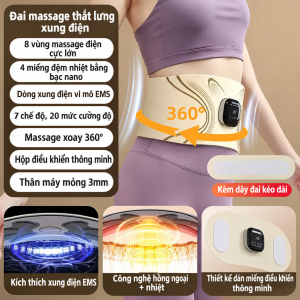 Máy massage xung vòng eo EMS đa năng đánh tan mỡ bụng giảm đau lưng