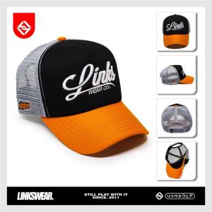 LINKSWEAR Topi Jaring Pria Trucker Hat Jaring Pria Dewasa Oranye Black Grey LTT108