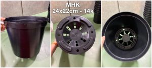 Chậu Nhựa Cứng 24X22 (Cm) Thakico màu đen !