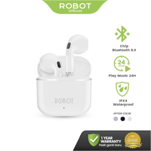 ROBOT TWS Earphone Airbuds T70E Deep Bass Bluetooth 5.4 Original - Garansi 1 Tahun