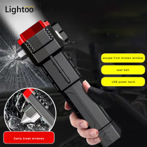 Multifunctional Flashlight rechargeable emergency light flashlight with hammer Flashlights COB LED Flashlight Torch light Outdoor torchlight powerful Working Light flashlight waterproof original search light long range work light Window-breaking Artifact