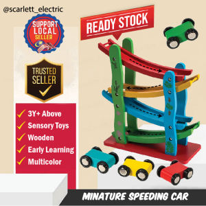 Multicolor Miniature Speeding Car Slider Educational Toys Wooden Race Ramp Track Toddler Games / Mainan Kayu Kereta