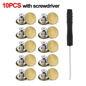 INEXTIN 10Pcs/pack Với tua vít Nút quần jean Không cần đinh Quần áo Nút mở rộng eo Có thể tháo rời Phụ kiện may vá Khóa thắt lưng Quần jean