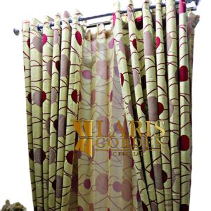Gorden Jendela Bahan Blackout Model Smokring Lobang ring 12 Motip Bulat Depan Belakang Warna Hijau