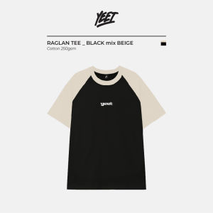 Áo thun Raglan YEET Tee 100% Cotton Oversize Local Brand | Đen tay Be