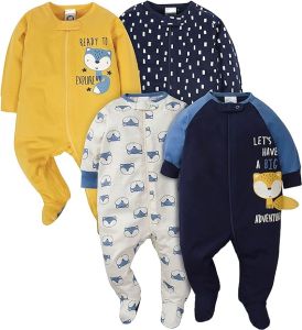 Newborn Pajamas Zip Button Cotton Long Sleeve Romper Warm One Piece