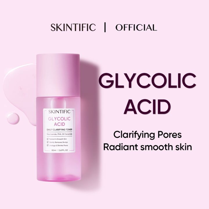 Skintific Official Glycolic Acid Daily Clarifying Toner 80ml Daily Exfoliating Brighten Skin 6654