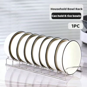 Kitchen Dish Rack Stainless Steel Plate Holder Pot Lid Organizer Cutlery Drainer Countertop Drying Storage Home