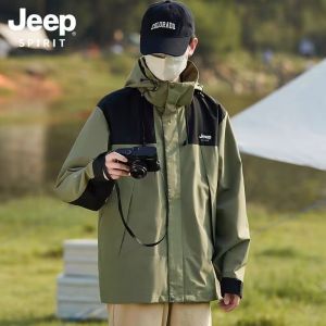 Jeep Spirit 1941 estd phí Áo Khoác Nam mùa xuân và mùa thu Ngoài Trời Chống gió không thấm nước mũ có thể tháo rời áo khoác thiếu niên bộ đồ leo núi