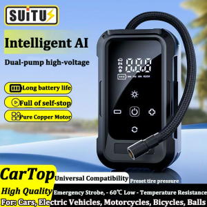 Wireless 3 in 1 AI Car tire inflator pump Heavy duty 150PSI 12V Tyre 10s Fast Inflation Portable LED Air compressor for car/motorcycles/bicycles Emergency light