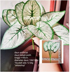 Daun Keladi Putih Artificial/DAUN DEKORASI /DAUN PLASTIK Tanaman hias palsu tanaman plastik