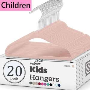Kids Velvet hanger 28cm non-slip Premium durable ultra-thin aesthetic Space-saving velvet hanger for home partners