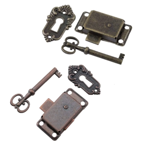 Vintage Iron Drawer Locks Flush Mount Furniture Decorative Lock Antique for Case Box Lock with for Key for Home