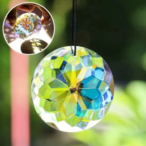 LUZMAR Clear Crystal Mandala Suncatcher Round Shape DIY Crafts Crystal Prism Pendant Pendant Decorations Hanging Design Glass Prism Sun Catchers Home Garden Decor