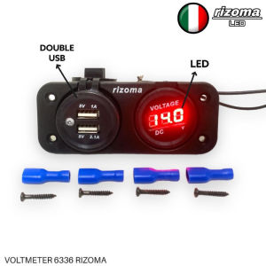 Casan Hp Motor Charger USB + Voltmeter Tanam Waterproof Universal Semua Motor Rizoma