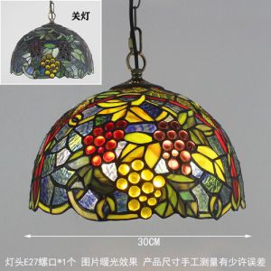 30CM Vintage Tiffany Chandelier Handmade Glass Pendant Light Hanging Baroque Sunflower Design Stained Glass Shape Luxury Room Decoration
