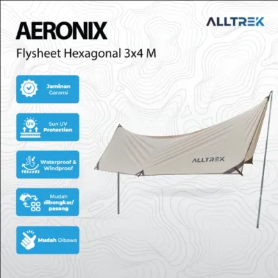 ALLTREK Flysheet AERONIX Segi Enam 3x4M Camping Outdoor Anti UV