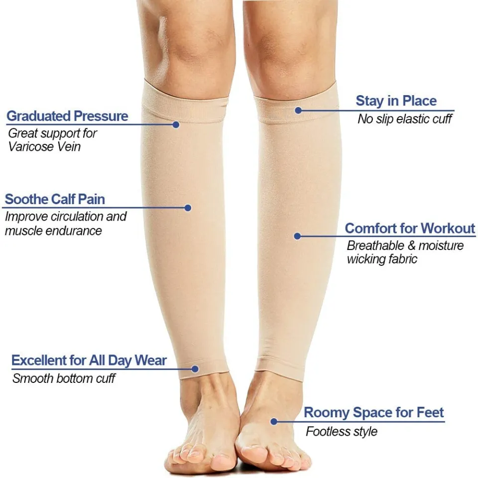Calf Compression Sleeves, Relief Calf Pain, Calf Support Leg for Recovery, Varicose  Veins, Shin Splint, Running, Cycling, Sports Men Women-Black+black 